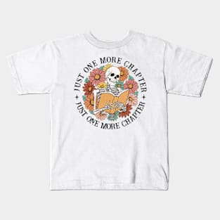 "Just One More Chapter" Skeleton Reading Kids T-Shirt